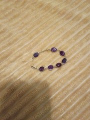 Vintage Sterling Silver Amethyst Cabochon Link Bracelet