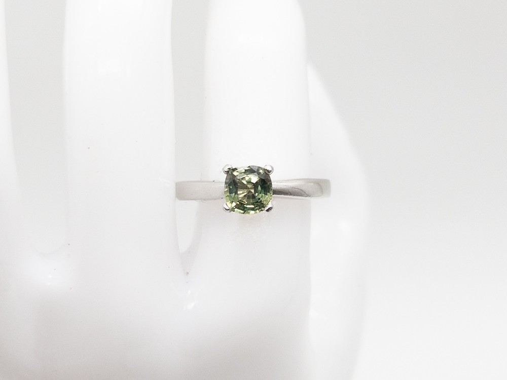Estate $5000 1.50ct Natural Green Sapphire Platinum Wedding Ring 8g HEAVY