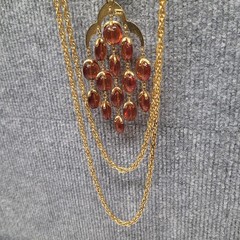 ALFRED PHILIPPE CROWN TRIFARI ROOT BEER 3 STRAND WATERFALL NECKLACE Set W/Extras
