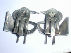 RARE-GRAZIELA LAFFI PERU STERLING ABSTRACT BIRD GREEN ENAMEL CLIP-ON EARRINGS!