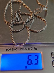 Vintage Sterling Silver Rope Chain 20″ 6.3gms 1-2mm Wide Italy