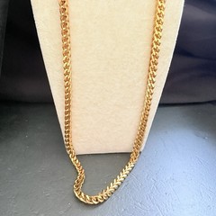 MARKED U7-18KT GOLD PLATED MIAMI CURB/CUBAN ROUND CHAIN NECKLACE-28″-89.10 GRAMS
