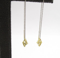 0.25 CTW Triangle Rose Cut Diamond Dangle Threader Earrings 3 1/4″ Long