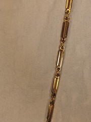 Signed Monet Bar Panel Link Chain Necklace Gold Plated Retro 70s Ex Long 36 In