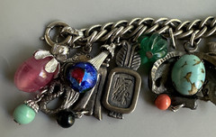 Napier Multi Charms Silver Chain Bracelet 7in. Massive! Charms 1.5in