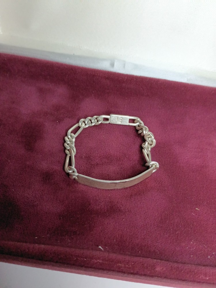 Vintage 925 Sterling Silver ID Bracelet Curb Chain 5.75” Chunky Link