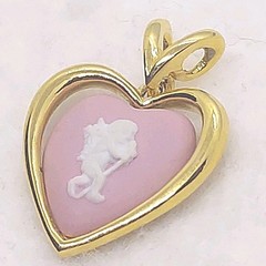 Wedgwood Pink Jasper Heart Pendant Cupid Angel Cameo Gold Frame Pendant Top Only