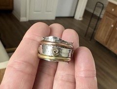 vintage triple tone sterling silver 925 spinner band ring. Size 8
