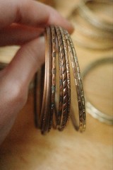 50+ Lot True Vintage Mixed Metal Bangle Bracelet Lot Etched Stacking Jewelry
