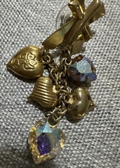 Fancy Aurora Borealis and Gold tone Heart Drop Dangle Earrings