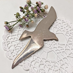 Vintage International Sterling Silver 925 Seagull Bird Brooch Pin Pendant, 3.25″