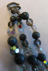 Vtg 1960 Christian Dior Signed 3 Strand Gray Art Glass AB Crystal Bead Necklace