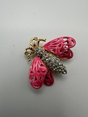 Vintage Capri Pink Moth Pin Brooch 4.5cm JB10
