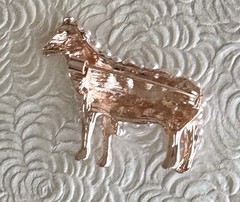 Sheep vintage style brooch enamel on pewter tone metal