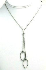 Sterling Silver Box Chain CZ Double Pendant Necklace