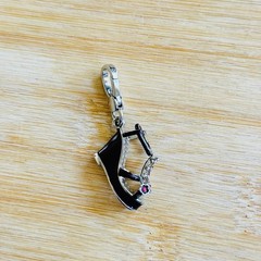 Y2K Juicy Couture JC Kiera Wedge Shoe Charm Dangle Silver Plated Rhinestone Rare
