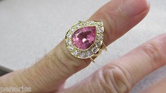 Beautiful Estate 18k Gold Pink Tourmaline & Diamond Ring size 4.5 Make offer