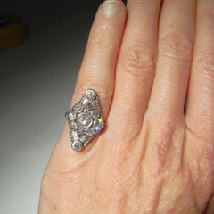 Early Century Edwardian Navette Ring 2Ct Lab Created Diamond 14k White Gold Over