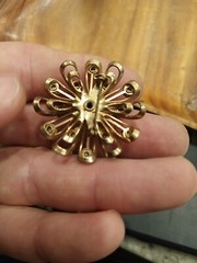 Vintage Opalescent Iridescent Rhinestones Gold Toned Brooch