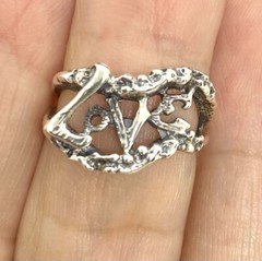 Vintage Sterling Silver Modernist Love Ring Sz 5.50 3.29g
