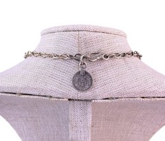 Antique Silver-Tone Islamic Coin Metal Bib Necklace Statement Jewelry