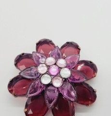 Flower Brooch Pin PINK Raspberry tone 2.5 in Art Deco Statement 3D Vintage