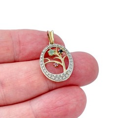 Vintage Ross Simons Vermeil Sterling Silver 925 Gemstone Tree Pendant