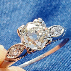 NATURAL EARTH MINED DIAMOND ORIGINAL Art DECO Engagement Ring PLATINUM Solitaire