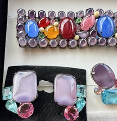 RARE JULIANA DELIZZA & ELSTER BOOK Bib Bracelet PIECE Rhinestone Parure Set Read