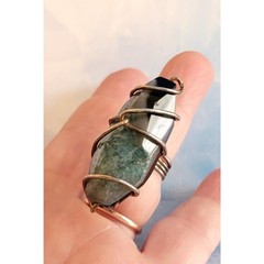 Unusual Large Stone Artisan Ring, Turquoise Black, Size 6, Statement r-1