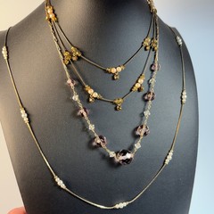 Necklace Lot Gold Tone Pearl Lavender Cut Glass Beads Delicate Romantic