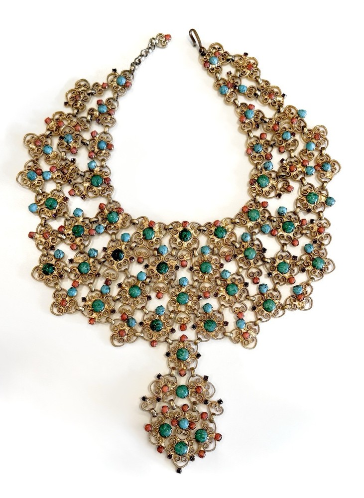 Rare Vintage Kenneth Jay Lane KJL 1960’s Bib Cleopatra Necklace
