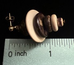 Vintage Retro Wood Gold Bead Discs Bohemian French Wire Earrings Studs Lot Of 2