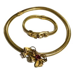 Signed CA Carl-Art Inc. 12K Gold Filled Stretchable Bracelet & Necklace 1950’s