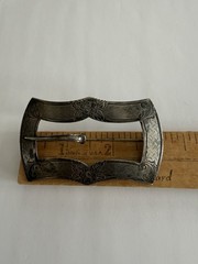 Antique Engraved Sterling Silver 925 Belt Buckle Large Brooch Pin – 17.3 grams