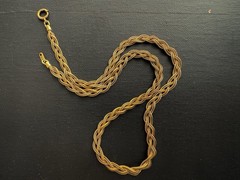 Vintage Mid-Century 12k Gold Filled Braided Collar Necklace 18in