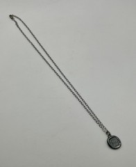 Vintage Silver Tone Cape Cod Nautical Anchor Faux Wax Seal Pendant Necklace 18”