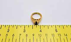Vintage Lind 14k HGE Synthetic Garnet White Stone Reversible Flip Ring ~ Size 6