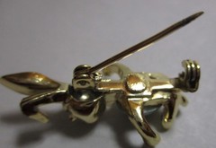 VINTAGE GOLDTONE JELLY BELLY BUNNY RABBIT PIN BROOCH,MCM 1950s -1960s,RHINESTONE