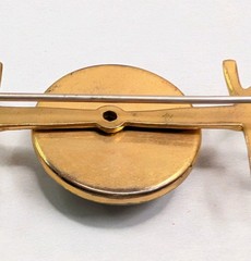 B.A. Ballou Horse Head Bar Pin Brooch Reverse Painted Essex Crystal Type 3-1/8″