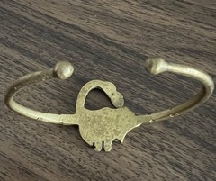 Vintage West African Ashanti Brass Sankofa Bird Cuff Bracelet Adjustable VTG