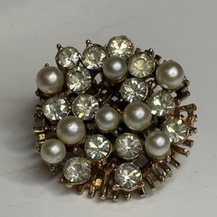 Vtg Francois Coro Rhinestone Pearl Tree Demi Parure Brooch Screw Back Earrings