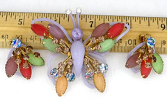 SELRO SELINI Set Vintage Multicolor Butterfly Brooch & Clip-On Earrings