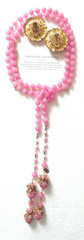 MIRIAM HASKELL 50’S SIGN 2-PC SET PINK PÂTÈ DE VERRE BEADS & MONTÉE BRASS ACCENT