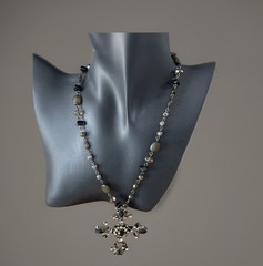 VTG VCLM Nordstrom Victorian Style Cross Necklace Rhinestone Crystal Goth Boho