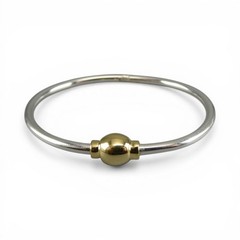 Child’s Bangle Eternity Bracelet Sterling Silver Gold Vermeil Threaded Bead New