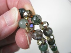 Vintage Yoli Gemstone Moss Agate Stone Faceted Glass Beaded Necklace Toggle