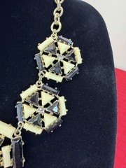 Vtg MCM Brutalist Art Deco Revival Statement Necklace Geometric Medallion