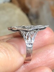 35. Vintage 925 Sterling Silver Hand Crafted Filigree Rhombus Ring 5.25s, 3.1g