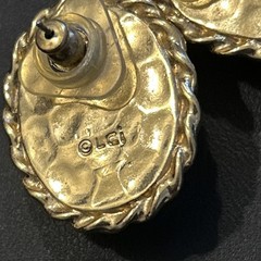 LCJ Vintage Gold Tone With Gray Faux Pear Earrings